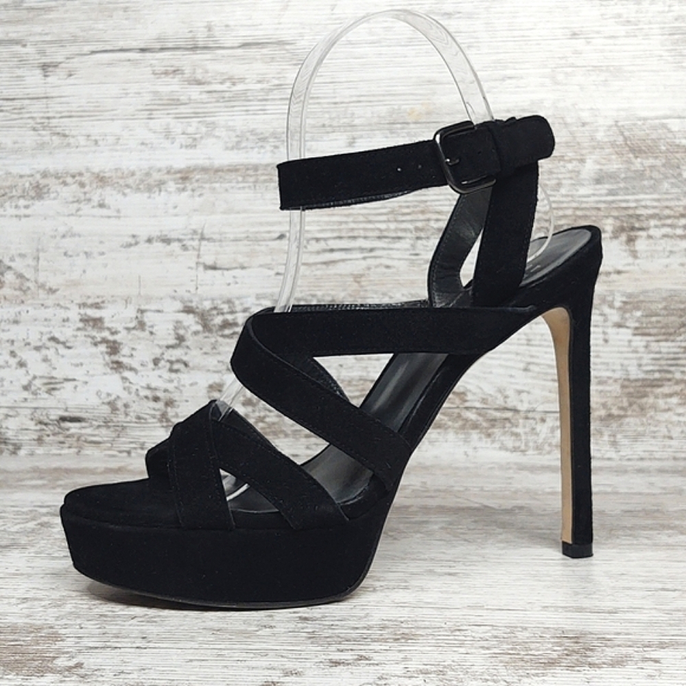 🟦Stuart Weitzman Soundtrack Black Strappy Platform Heels